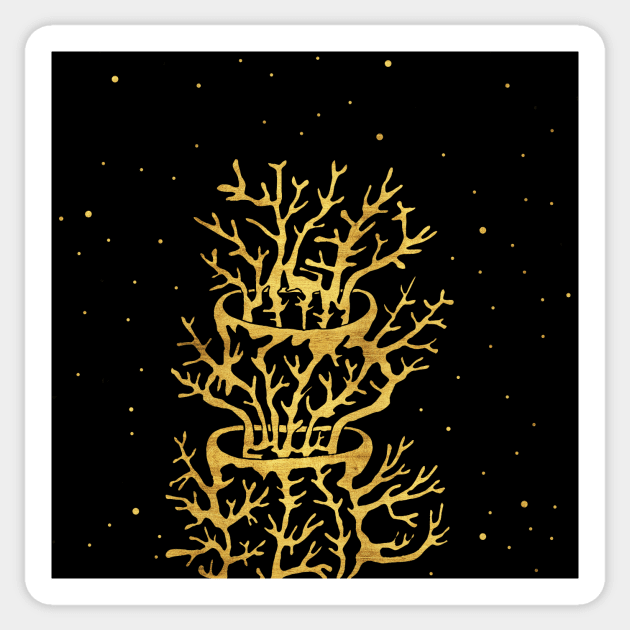 Gold plant at Night Sticker by zeljkica